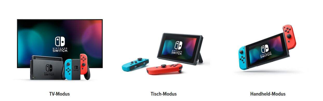 Nintendo Switch TV-Modus, Tisch-Modus und Handheld-Modus