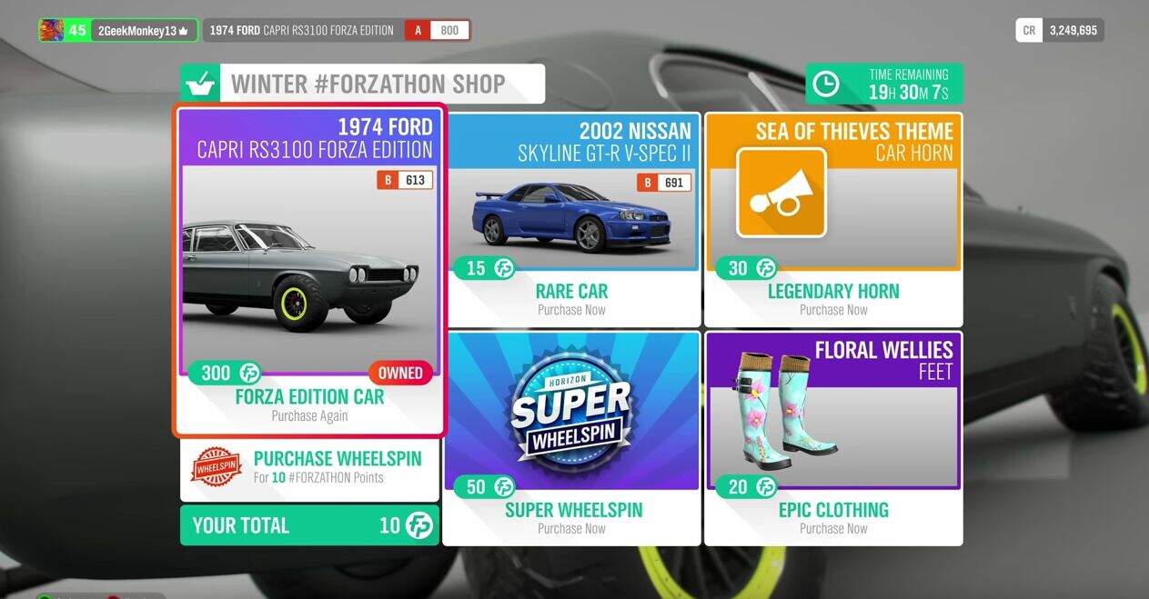 Forza Horizon 4 Forzathon Shop 