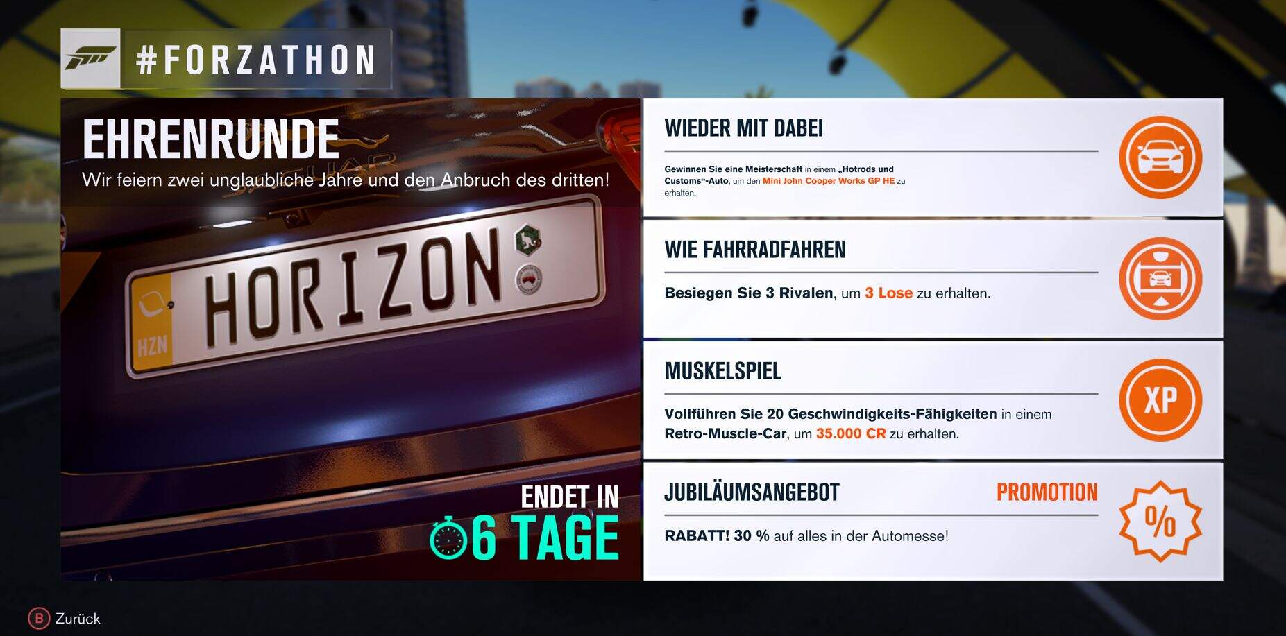Forza Horizon 3 #Forzathon Guide KW 39 – Ehrenrunde