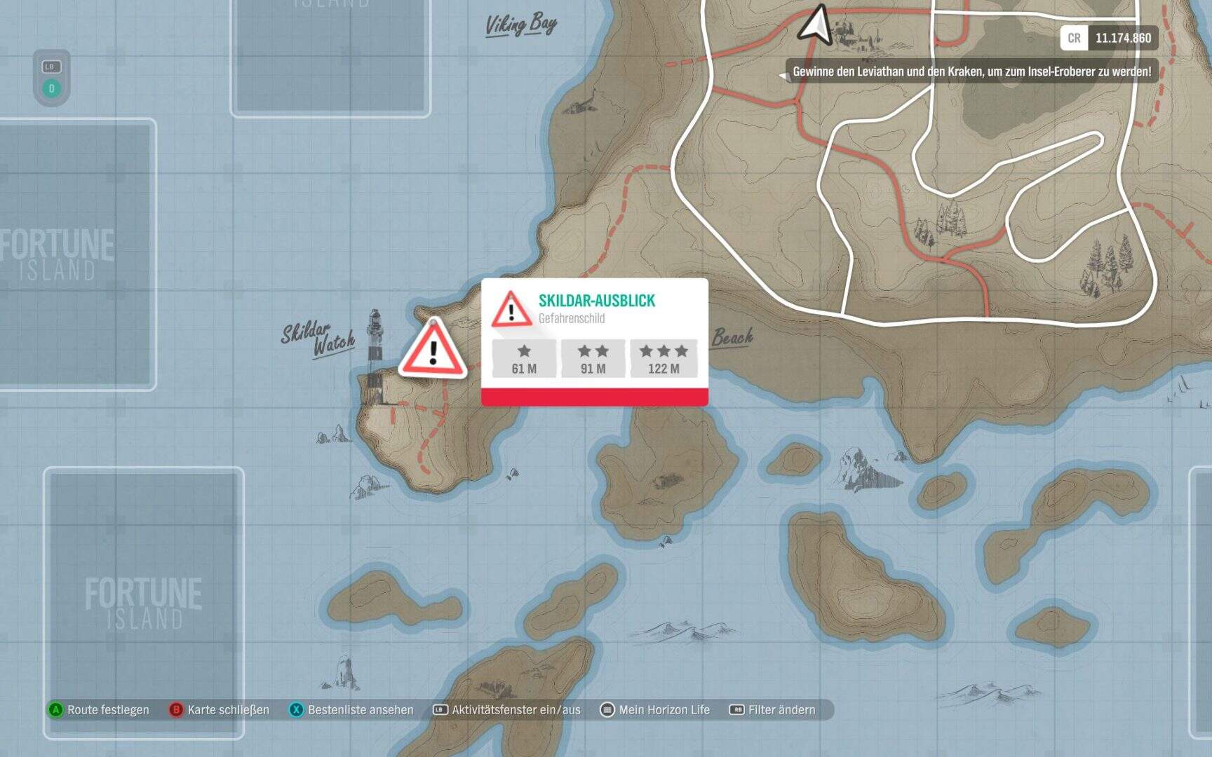Forza Horizon 4 Fortune Island Skildar-Ausblick Gefahrenschild