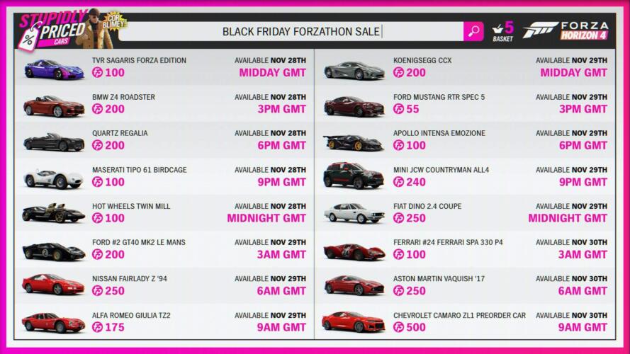Forza Horizon 4 Black Friday Forzathon Sale